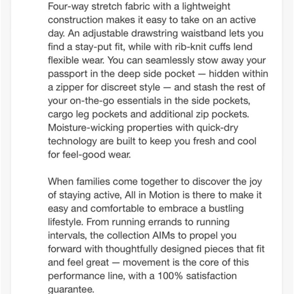 Women's Stretch Woven Cargo Pants 27" - All In Motion™ Clay Pink nwt - Picture 3 of 4